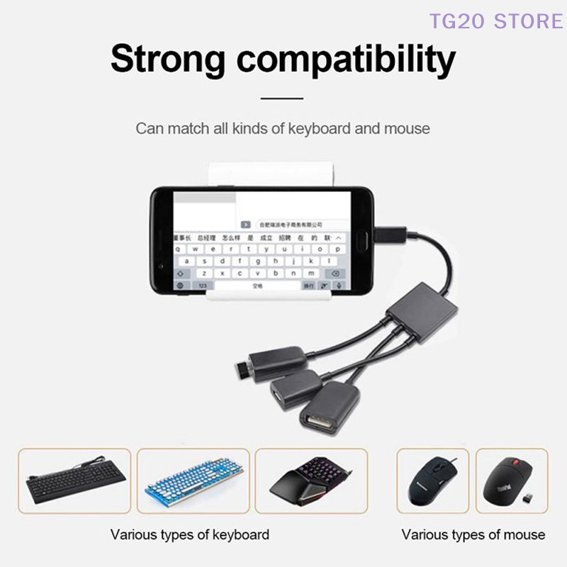 3in1 Micro USB To 2 OTG 3 Port - Gaming Keyboard Type C ulasan dan harga