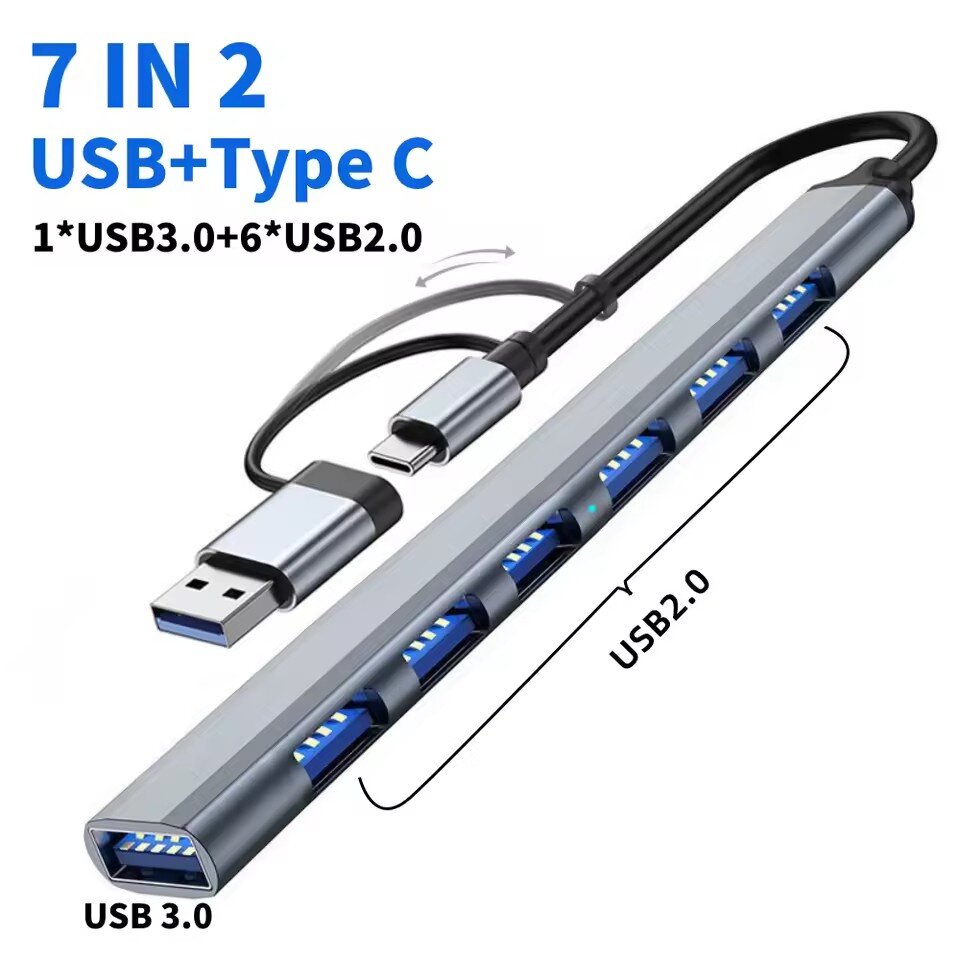 7 Ports USB 3.0 Type C HUB Exp - Gaming Keyboard Type C ulasan dan harga