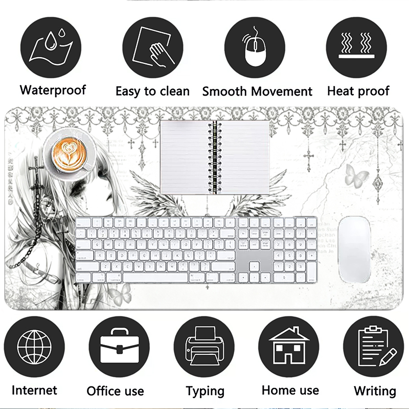 Leather Mousepad Black White A - Gaming Keyboard Esports ulasan dan harga